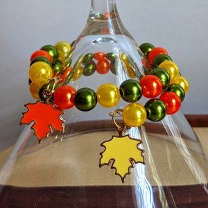 Orange, Green, and Yellow Fall Fashion Wire Wrap Bracelet
